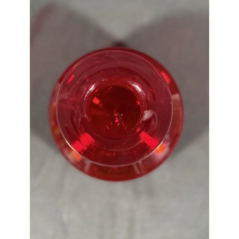 Rainbow-Viking Glass Co. Ruby Red Hand Blown Decanter No Stopper Vintage 60s MCM